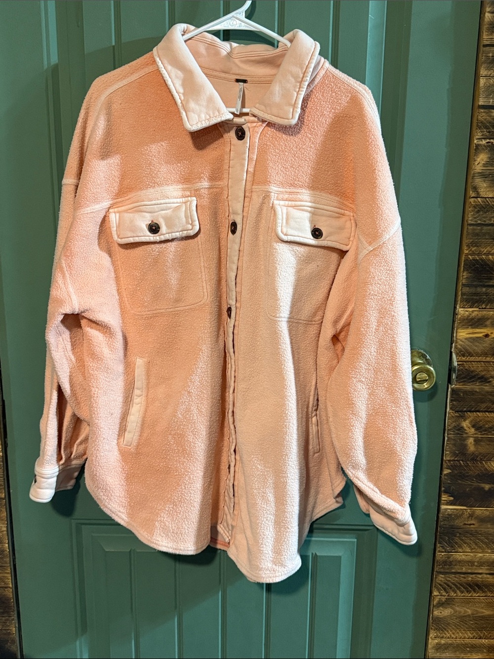 Free People Pink Oversized Fleece Shacket Jacket Women’s Large